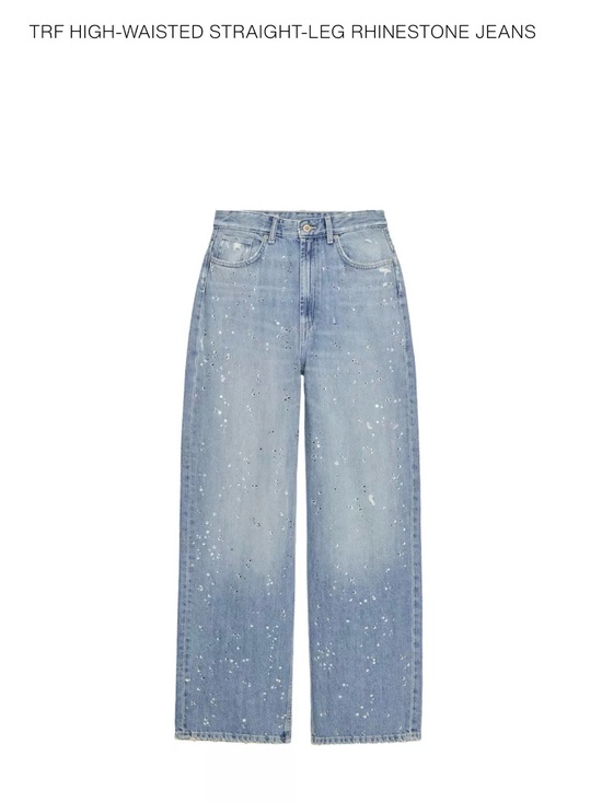 Zara Denim - Zara Light Blue Straight Leg Jeans with Rhinestones